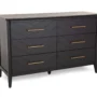6 Drawer Black Oak & Pine Chest - Chevron