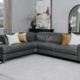 Grey Leather LHF Corner Chaise with Electric Recliner - Vancouver