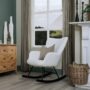 Off White Boucle Black Leg Rocking Chair - Percy